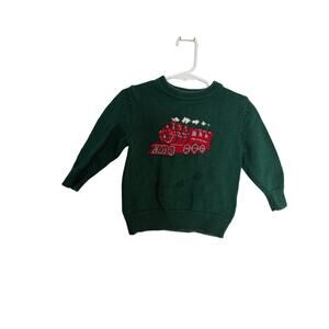 Class Club Toddler Train Sweater Green Holiday Christmas Knit Pullover 2T